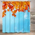 thumbnail image 1 of Fall Maple Leaves Shower Curtain Autumn Gold Yellow Leaf Blue Sky Natural Scenery Bath Curtain Festival Seasonal Bathroom Decor Fabric Farmhouse Shower Curtain Sets with Hooks, 72x72 Inch, 1 of 6