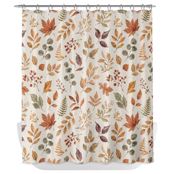 Fall Maple Leaves Shower Curtain - Water Repellent Fabric Shower Curtains Washable, Thanksgiving Botanical Leaf Autumn Decorative Polyester Cloth Bathroom Curtains Modern Bath Decor 72"x72"
