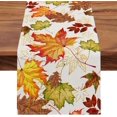 thumbnail image 1 of Fall Maple Leaves Table Runner, Thanksgiving Watercolor Plant Yellow Leaf Home Kitchen Decor, Autumn Harvest Seasonal Colorful Botanical Farmhouse Burlap Dining Decoration Party Supply 13x108, 1 of 6