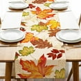 thumbnail image 1 of Fall Maple Leaves Table Runner, Thanksgiving Watercolor Plant Yellow Leafs Home Kitchen Decor, Autumn Harvest Seasonal Colorful Botanical Farmhouse Burlap Dining Decoration Party Supply 13 x 48, 1 of 6