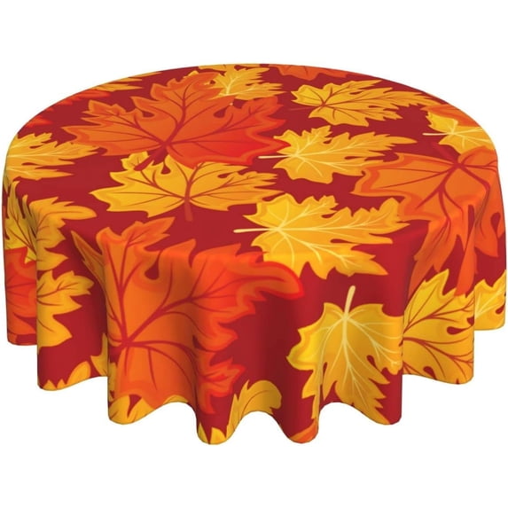 Fall Maple Leaves Tablecloth 60 Inch Round Autumn Circular Table Cloth Harvest Waterproof Tablecloths for Kitchen Dinner Holiday Picnic Party Indoor Outdoor Party Decoration