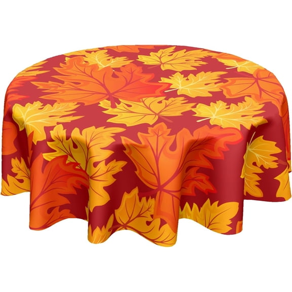 Fall Maple Leaves Tablecloth 60 Inch Round Autumn Circular Table Cloth Harvest Waterproof Tablecloths for Kitchen Dinner Holiday Picnic Party Indoor Outdoor Party Decoration