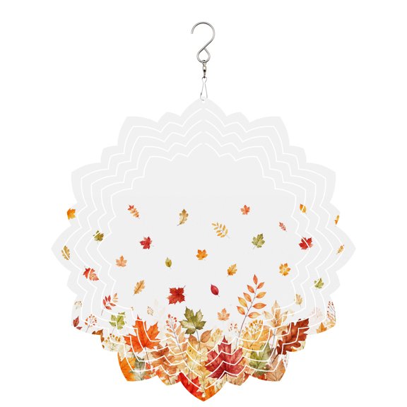 Fall Maple Leaves Wind Spinner for Garden Yard 8In, Rustic Pastoral Red Orange Green Brown Leaf 3D Stainless Steel Kinetic Hanging Wind Spinners Rustproof Outdoor Decor for Lawn Patio Home