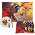 thumbnail image 1 of Fall Maple Placemats Set of 8 Leaf Forest Animal Brown Raccoon Heat Insulated Linen Place Mats, Washable Stain-Proof Table Mats for Dining Tables Holiday Decor 13x19inch, 1 of 9