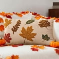 thumbnail image 1 of Fall Maple Pumpkin Embroidered Lumbar Halloween Pillow Cover, Loop Velvet Decorative Cushion Case, Autumn Harvest Throw Pillowcase for Sofa Couch Bed Living Room Thanksgiving Home Decor, C, 1 of 5