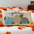 thumbnail image 1 of Fall Maple Pumpkin Embroidered Lumbar Halloween Pillow Cover, Loop Velvet Decorative Cushion Case, Autumn Harvest Throw Pillowcase for Sofa Couch Bed Living Room Thanksgiving Home Decor, A, 1 of 5
