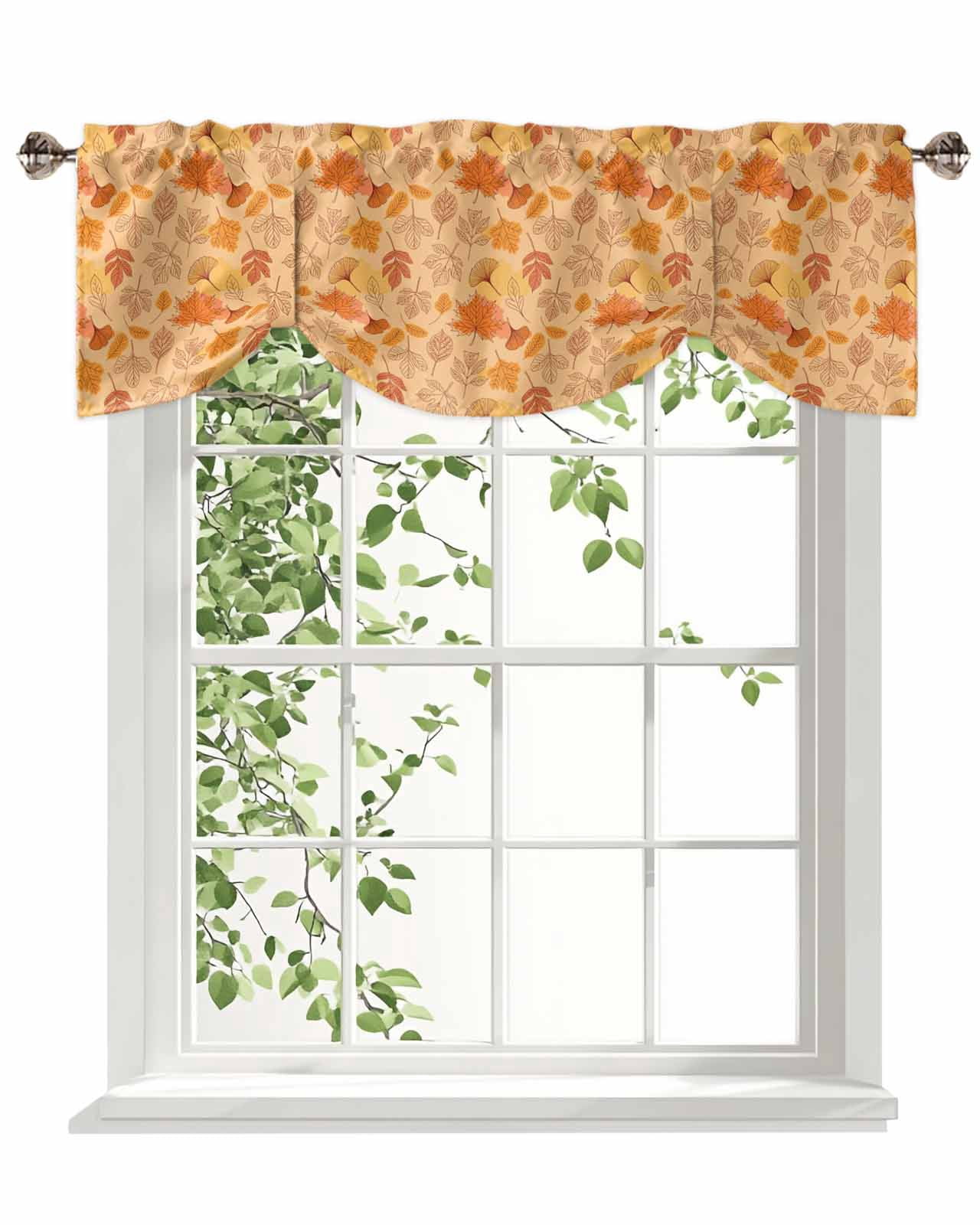 Fall Color Valances Fall Maple Tie Up Valances Curtain, Adjustable Kitchen Leaf Autumn ...