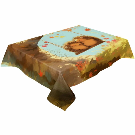 Fall Maple Tree Rectangle Tablecloths 60x140,Autumn Thanksgiving Orange Red Leaf Animal Table Cloth Table Cover Indoor/Outdoor Tabletop Decor for Wedding Holiday Party Dinner Baby Shower