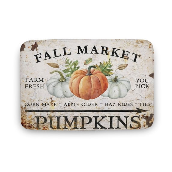 Fall Market Doormat Farmhouse Rustic Doormat Prints, Vintage Farmhouse Doormat, Farm Fresh Pumpkin, Autumn Doormat,Indoor Doormat,Front Back Door Mat 16”x24”