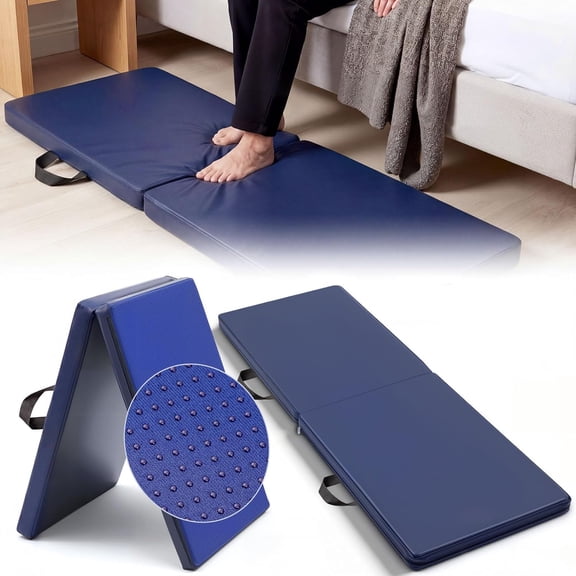 Fall Mat for Elderly Bedside, 70" x 24" x 2" Non Slip Foldable Floor Mat for Seniors Safety Fall Prevention for Handicap, Anti Fatigue Crash Bed Pad