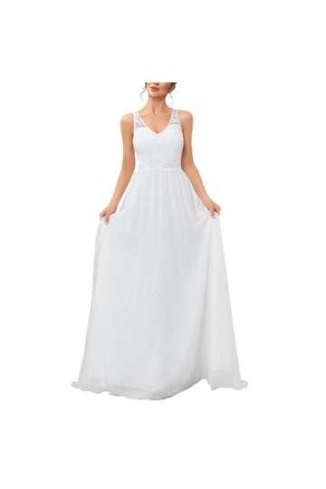 knee length dresses for ladies Off-White A-line Midi Wedding Dress