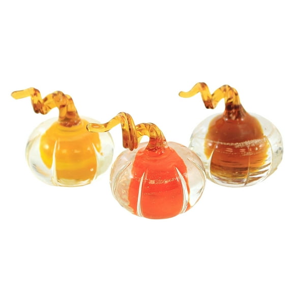 Fall Mini Glass Amber Pumpkins Glass Thanksgiving Set Of Three J5587