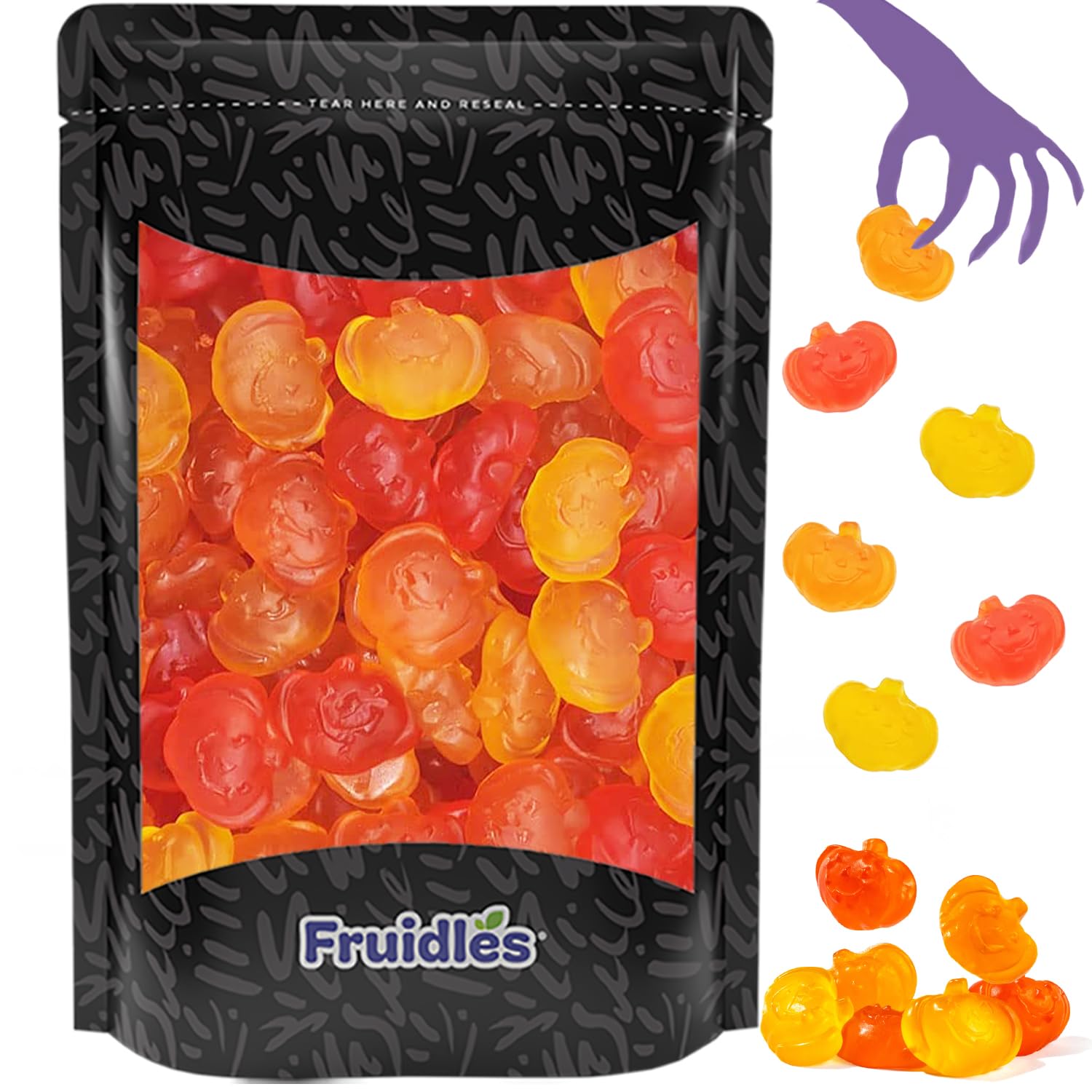 Fall Mini Gummy Pumpkins Candy, Assorted Fruit Flavors Gummies, Allergy