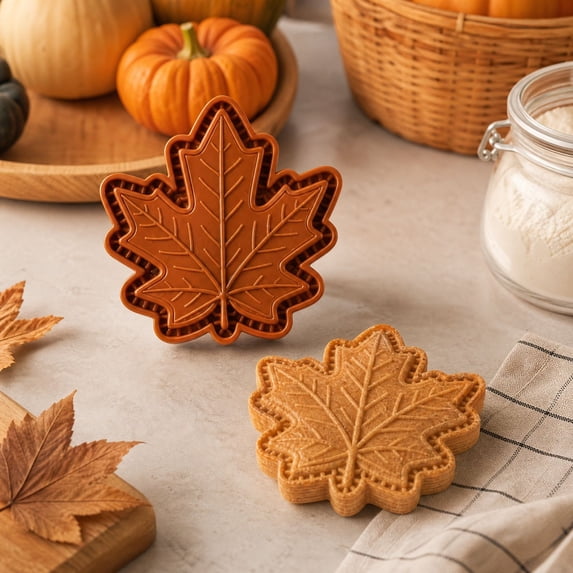 Fall Mini Hand Pie Mold, Hand Pie Molds For Baking, Multi‑Shape Halloween Baking Supplies with Embossed Designs, Reusable Fall Pie Molds for Fall Harvest Party & Home Kitchen Baking(Maple Leaf)