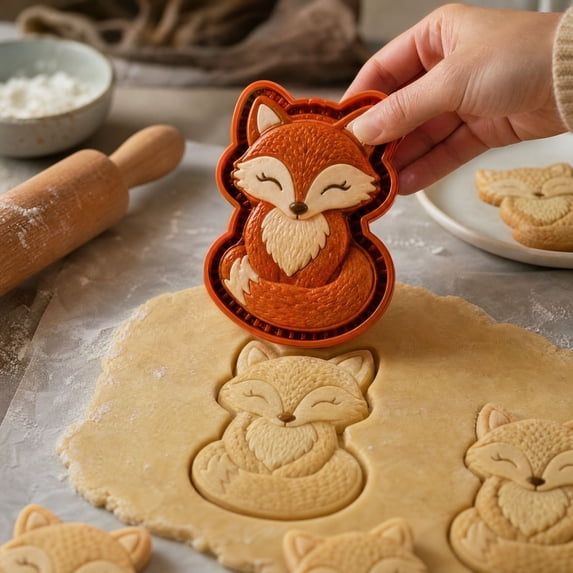 Fall Mini Hand Pie Mold, Hand Pie Molds For Baking, Multi‑Shape Halloween Baking Supplies with Embossed Designs, Reusable Fall Pie Molds for Fall Harvest Party & Home Kitchen Baking(Fox)