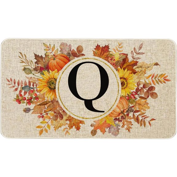 Fall Monogram Letter Q Door Mat 30 X 17 Inch Family Last Name Initial Welcome Doormat Indoor Outdoor Entrance Floor Rug Non Slip Fall Autumn Thanksgiving Decor Rubber Mats
