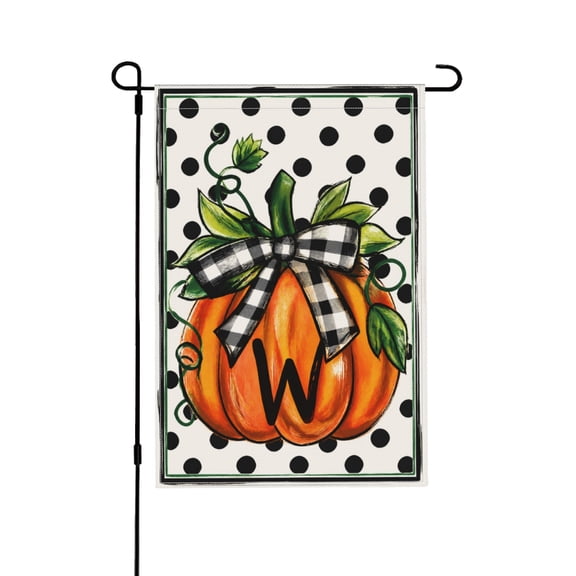 Fall Monogram Letter W Garden Flag For Yard Outdoor Decor 12x18 in