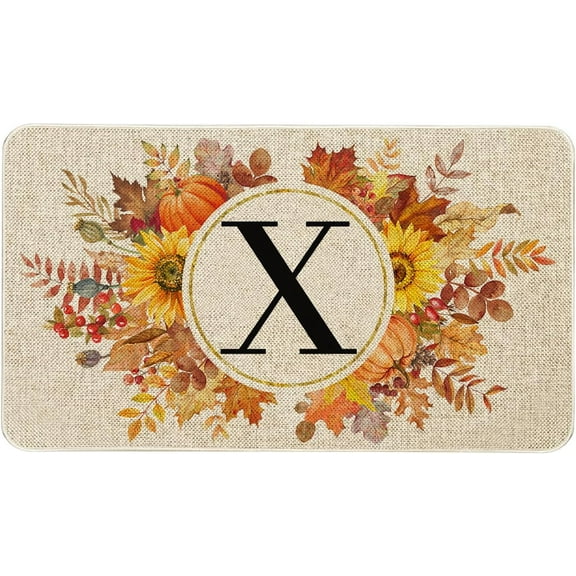 Fall Monogram Letter X Door Mat 30 X 17 Inch Family Last Name Initial Welcome Doormat Indoor Outdoor Entrance Floor Rug Non Slip Fall Autumn Thanksgiving Decor Rubber Mats