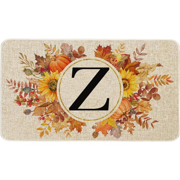 Fall Monogram Letter Z Door Mat 30 X 17 Inch Family Last Name Initial Welcome Doormat Indoor Outdoor Entrance Floor Rug Non Slip Fall Autumn Thanksgiving Decor Rubber Mats