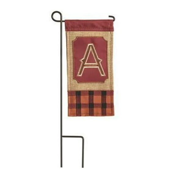 Magnolia Gardens m040020 4 x 8.5 in. Double Applique Fall Monogram A Burlap Mini Garden Flag