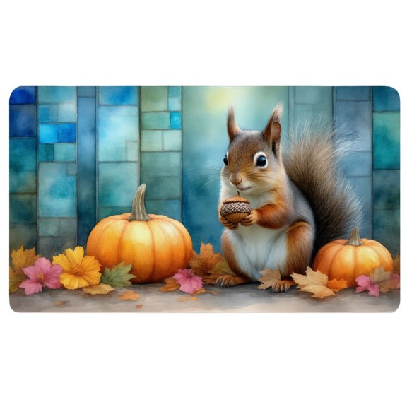 Fall Mouse Pad,A squirrel sitting on the ground with a nut in its mouth,Large Mouse Pad for Desk,Nonslip Desk Mat,Mouse Pad Cute