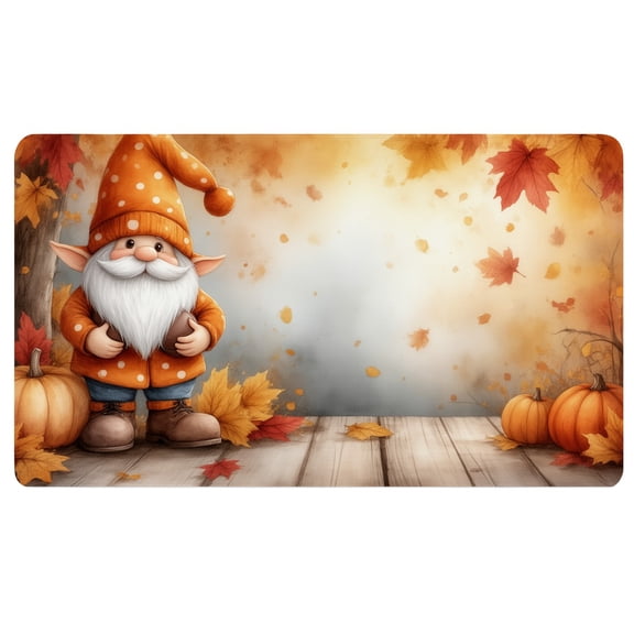 Fall Mouse Pads for Desk,A gnome holding a football standing next to a pile of pumpkins,24"x14",Anti Slip Desk Pad,Desk Keyboard Mat