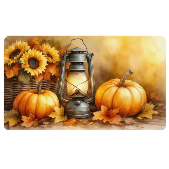 Fall Mouse Pads for Desk,A painting of pumpkins and a lantern on a table,14x24 Inch,Mouse Pad Non Slip,Mousepad Desk Mat