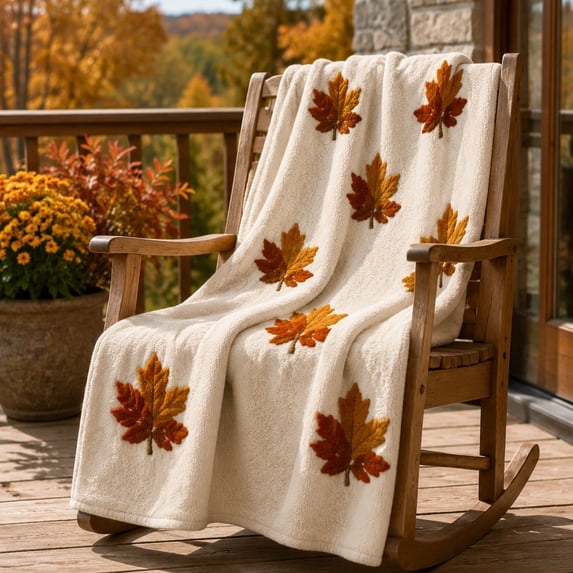 Fall Multi-Tone Maple Leaf Flannel Throw Blanket 150x100cm, Soft Cozy Autumn Decorative Blanket for Sofa Couch Thanksgiving Home Decor