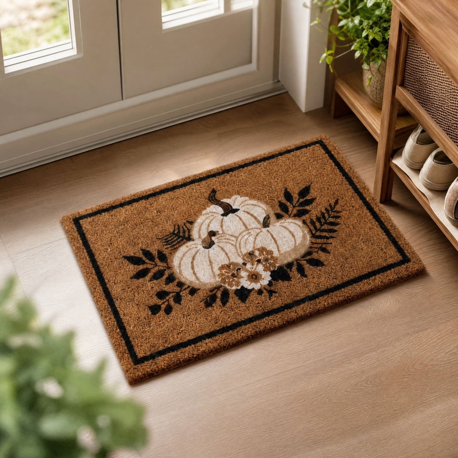 Fall Multicolor Welcome Pumpkin Outdoor Doormat, 18