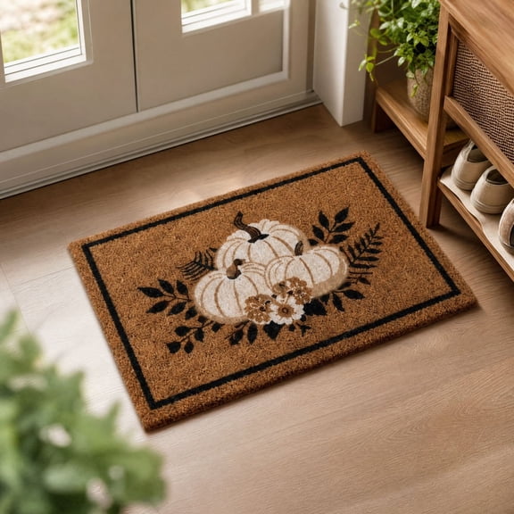Fall Multicolor Welcome Pumpkin Outdoor Doormat, 18" x 36"