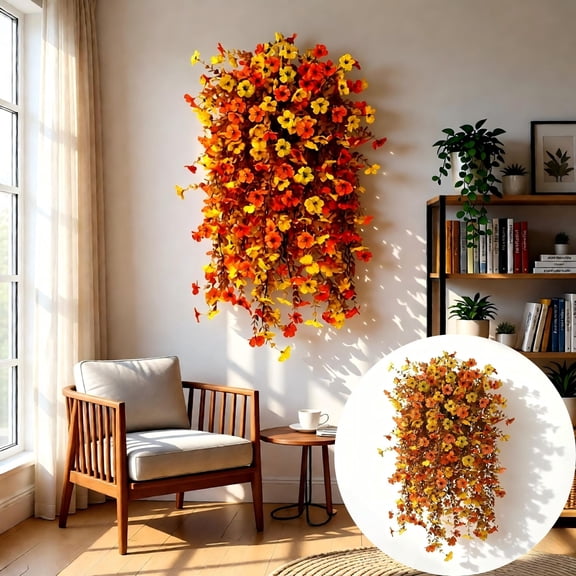 Fall Mums Hanging for Outdoor Silk Real for Home Porch Patio Balcony Yard Autumn - Elegant Flower Display