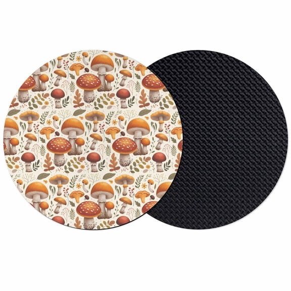 Fall Mushroom Coasters for Drinks,Absorbent Non Slip Rubber Drink Coasters Set of 2 for Cup,Table,Bar,Home Decor, Retro Autumn Leaves