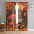 thumbnail image 1 of Fall Mushroom Raccoon Sheer Curtains 96 Inches Long 2 Panels Set, Window Sheer Curtains for Living Room/Bedroom, Red Orange Autumn Maple Leaf Light Filtering Rod Pocket Curtain 52'' x 96'' x 2, 1 of 7