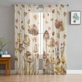 thumbnail image 1 of Fall Mushroom Semi Sheer Curtains 63 Inch Length 2 Panels Set, Watercolor Maple Leaf Farmhouse Sheer Kitchen Curtain Privacy Voile Window Curtain for Living Room Bedroom Rod Pocket Drapes, 1 of 7