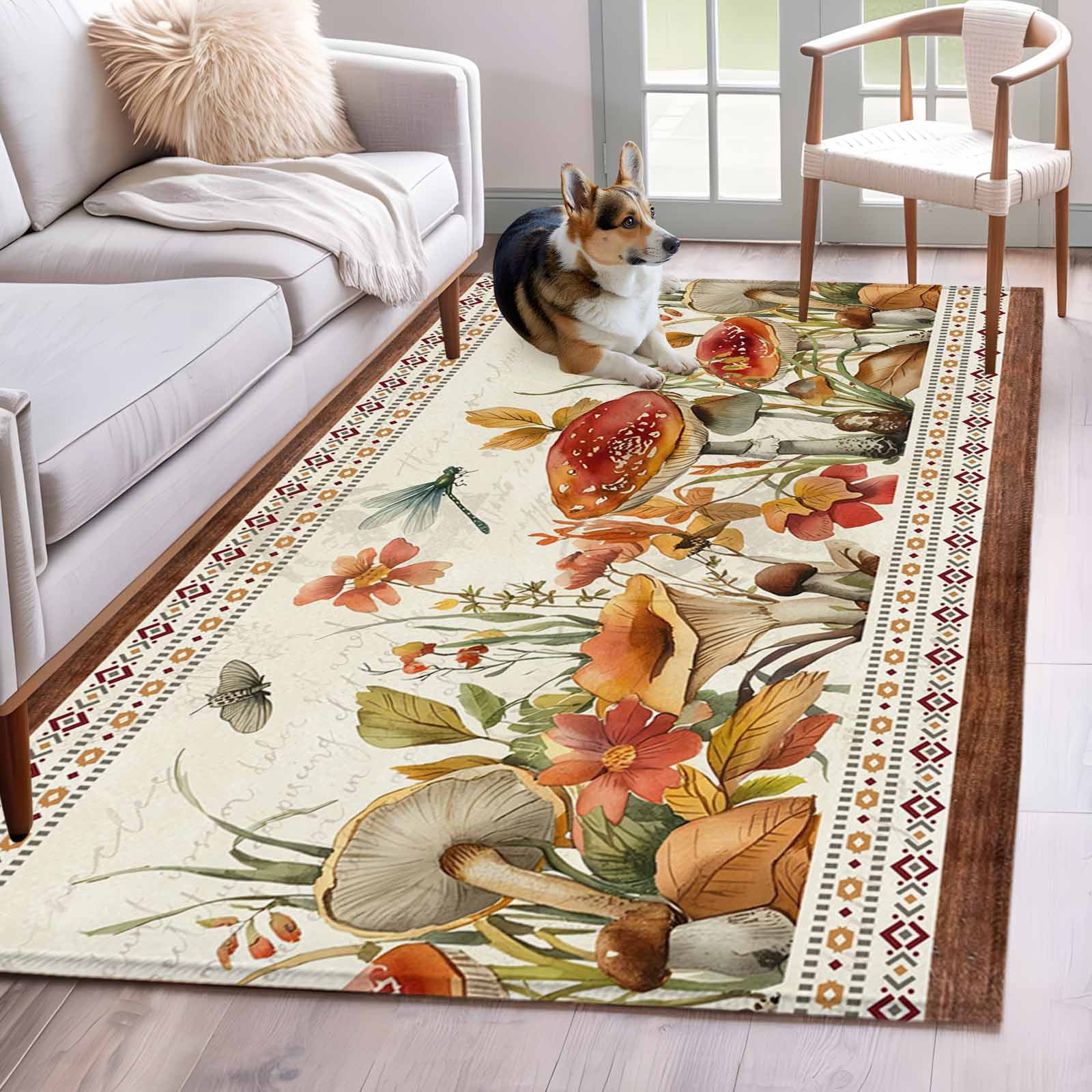Fall Mushrooms 2.7x5 Rug for Office Desk Chair Area Small Bedroom ...