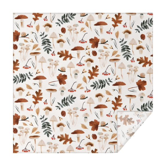 Fall Mushrooms Leaves Pattern Square Tablecloth,Waterproof Square Table Cover,Wipeable Spillproof Washable Table Cover for Home Kitchen Party Decor 52"x52"(132x132cm)