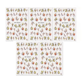 Fall Nail Stickers Thanksgiving Maple Leaf Nail Stickers 3D Self-Adhesive 5sheets3.74 2.56in