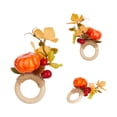thumbnail image 1 of Fall Napkin Rings Set of 6 - Pumpkin Leaf Berry Thanksgiving Table Decor, Halloween Autumn Dinner Party Napkin Holders for Seasonal Table Settings, 1 of 5