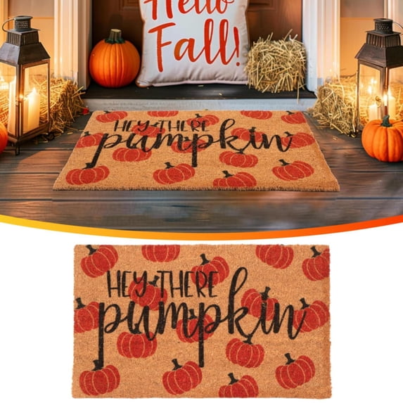 Fall Natural Door Mat Maple Leaves Pumpkin Acorn Floor Mat Non-Slip Entrance Door Rug for Autumn Thanksgiving Indoor Outdoor Bathroom