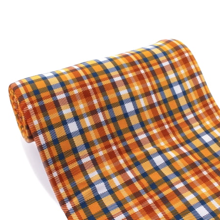 Fall Navy Gold Plaid DBP Fabric - Double Brushed Polyester 4 Way Stretch - 1 yard
