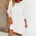 thumbnail image 1 of Fall New Arrivals Dresses!Brilliant Dresses for Women Fall 2024 Trendy Women Spring Round Neck Doll Dress Solid Color Three-Layer Pleated Dress White XL, 1 of 5