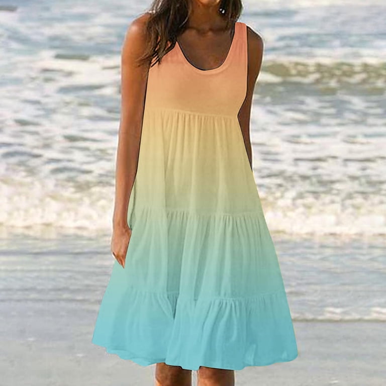knee length dresses for ladies Women Linen Loose Drawstring Waist Dress– FantasyLinen