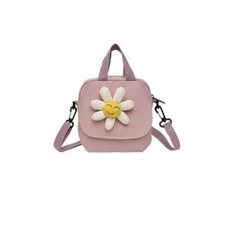 Fall New Japanese Cartoon Floral Crossbody Bag for Women, Nylon Small Square Shoulder Bag - Ins Casual Color-Block Mini Bag with Zipper for Daily Matching