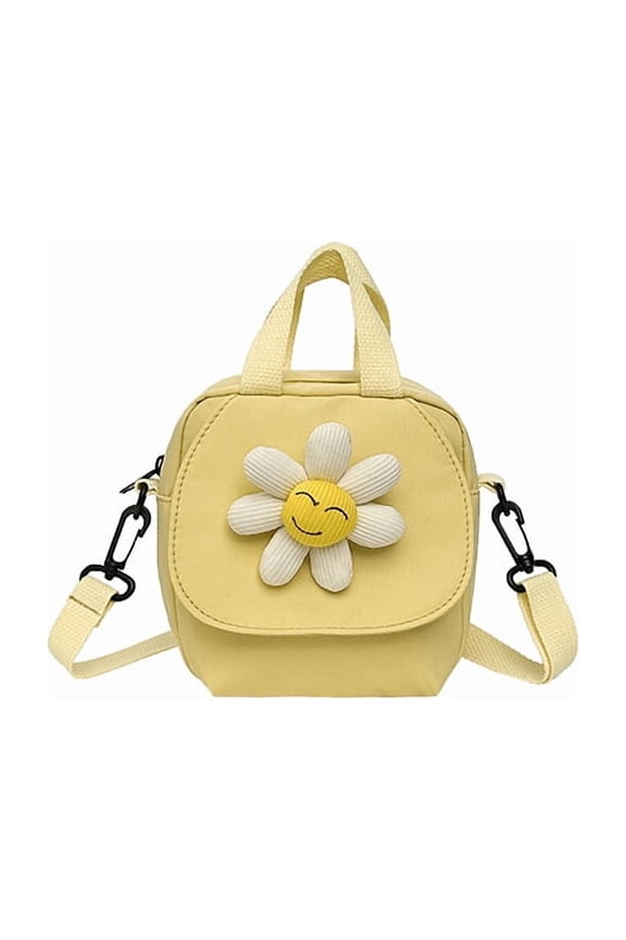 Fall New Japanese Cartoon Floral Crossbody Bag for Women, Nylon Small Square Shoulder Bag - Ins Casual Color-Block Mini Bag with Zipper for Daily Matching