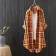 thumbnail image 1 of Fall New Trendy 2024!Brilliant Long Sleeve Shirts for Women Plus Size Women's Medium Length Loose Tops Long Sleeved Plaid Shirt Jacket Yellow XXL, 1 of 3