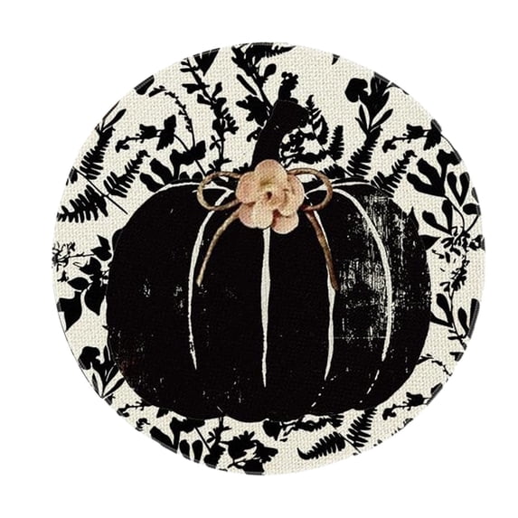 Fall Newly Linen Maple Pumpkin Interest Print Round Placemats Home Decoration Vibe Arrangement