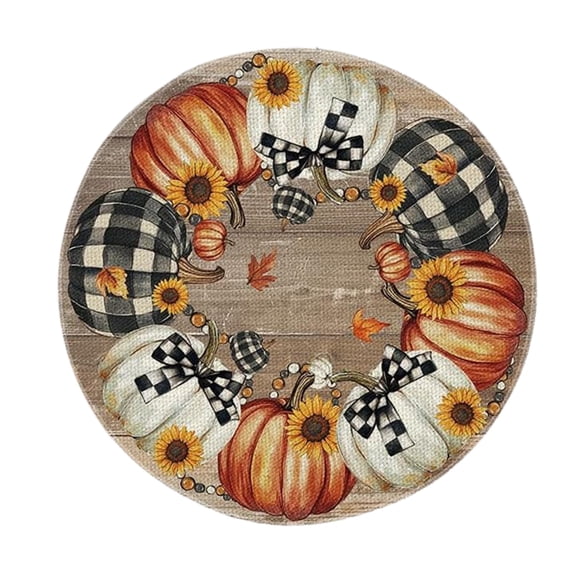 Fall Newly Linen Maple Pumpkin Interest Print Round Placemats Home Decoration Vibe Arrangement