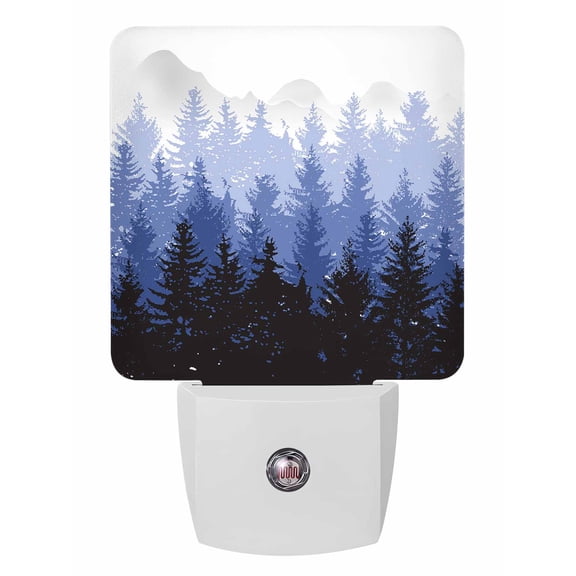 Fall Night Lights Auto Sensor Abstract Forest Plug-in LED Nightlights Dusk to Dawn for Living Room, Bedroom, Hallway, Stairways Thanksgiving Wall Decor, Black Purple Trees Mountain Night Light