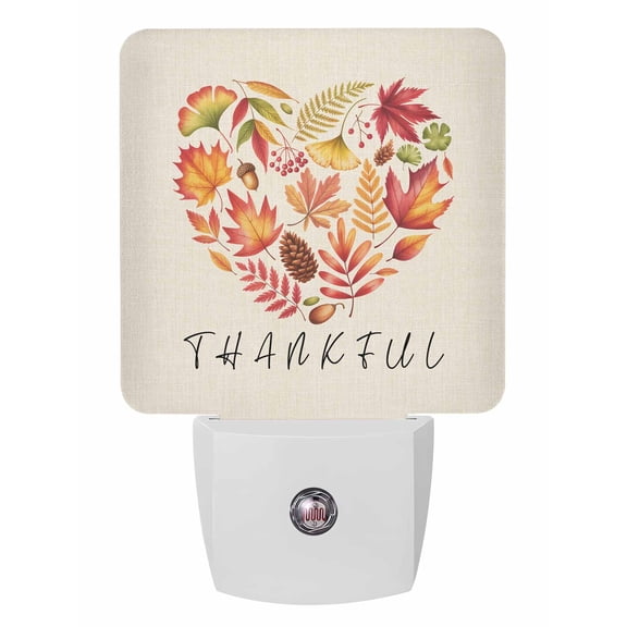 Fall Night Lights Auto Sensor Autumn Maple Leaves Plug-in LED Nightlights Dusk to Dawn for Living Room, Bedroom, Bathroom, Hallway, Stairways Thanksgiving Wall Decor, Pine Cones Thankful Night Light