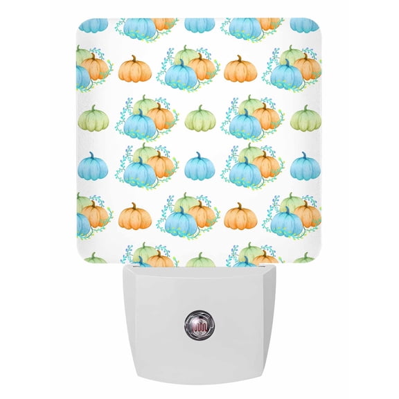 Fall Night Lights Auto Sensor Autumn Pumpkin Vane Plug-in LED Nightlights Dusk to Dawn for Living Room, Bedroom, Hallway, Stairways Thanksgiving Wall Decor, Watercolor Plant White Night Light